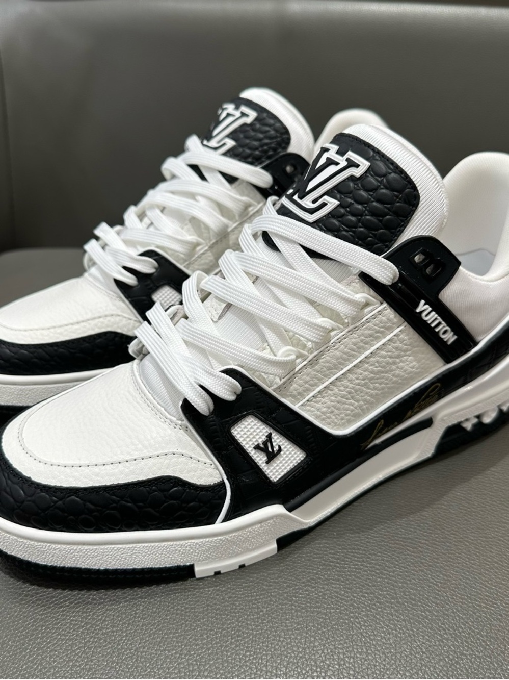 Louis Vuitton White and Black Low-Top Men's Sneakers